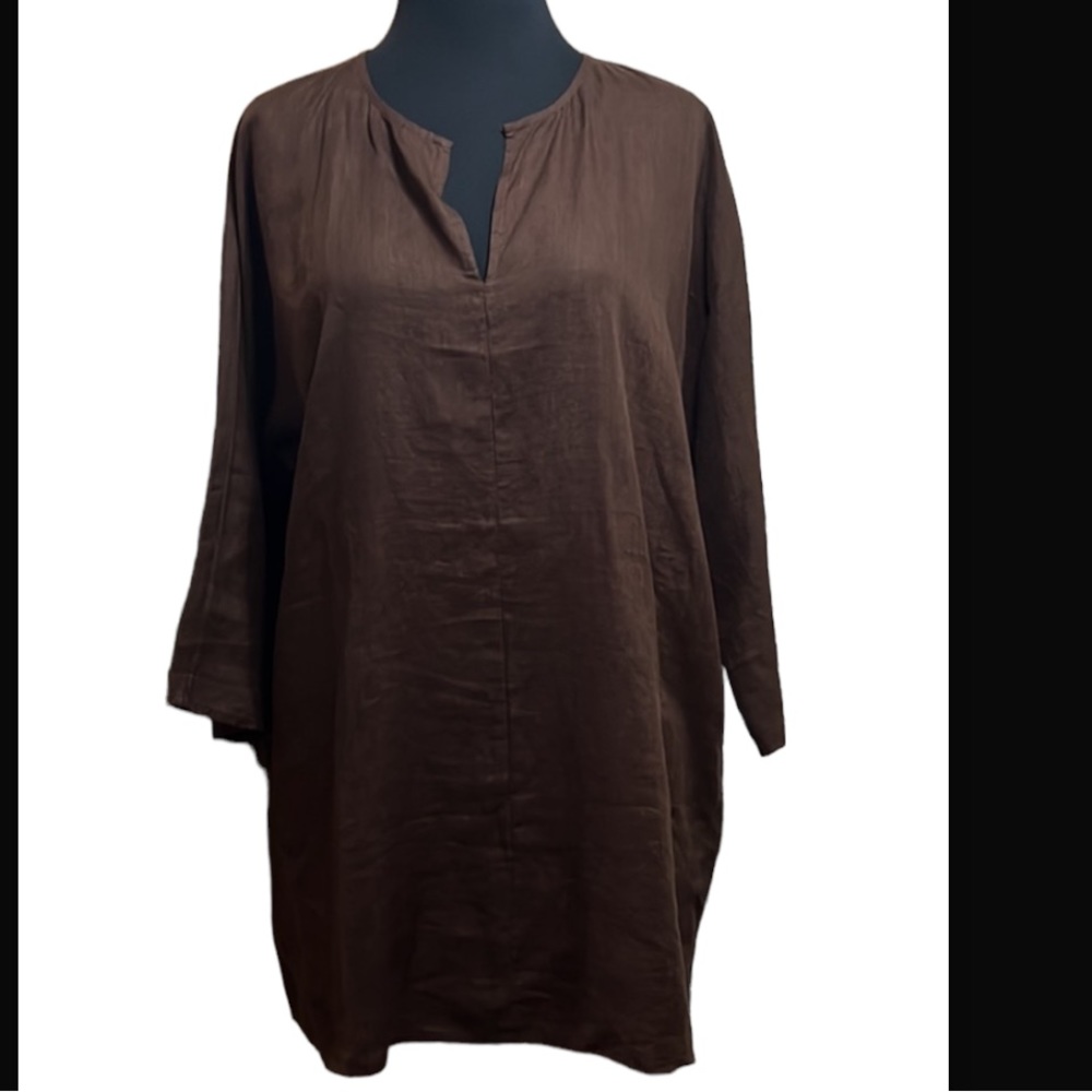 Eileen Fisher organic cotton brown tunic NWOT
